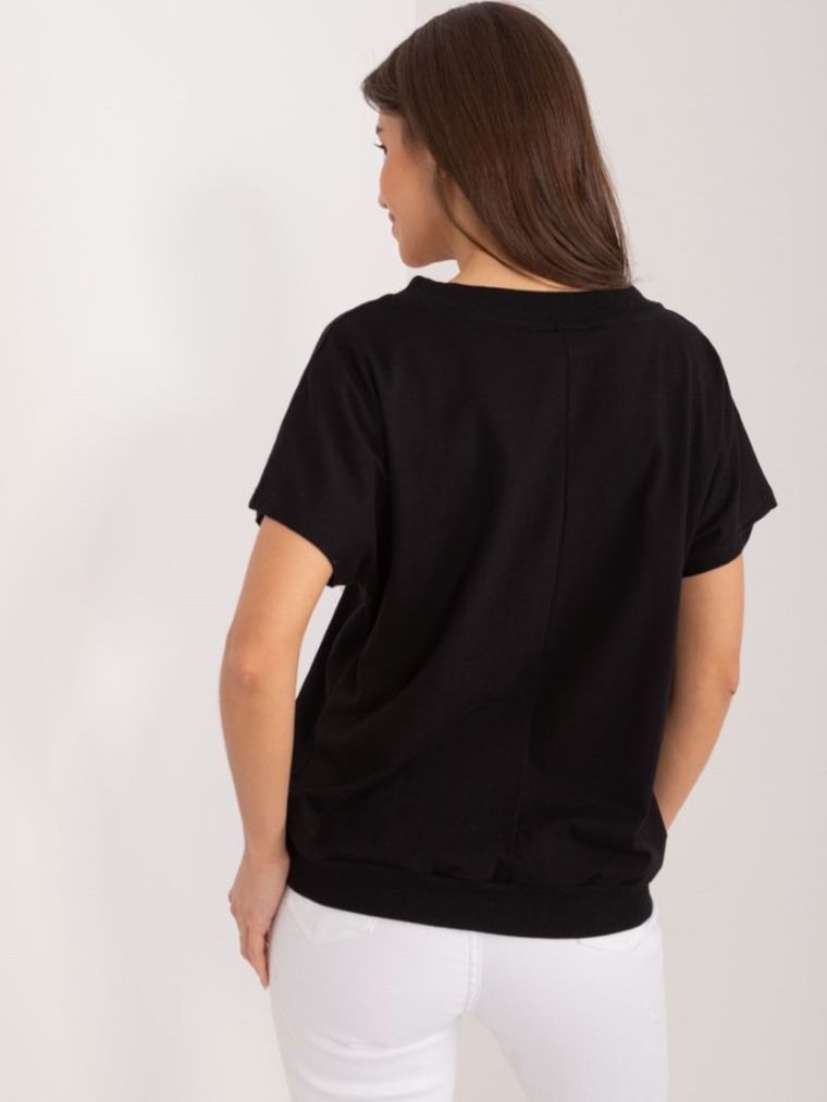 T-shirt damski, czarny, Rue Paris