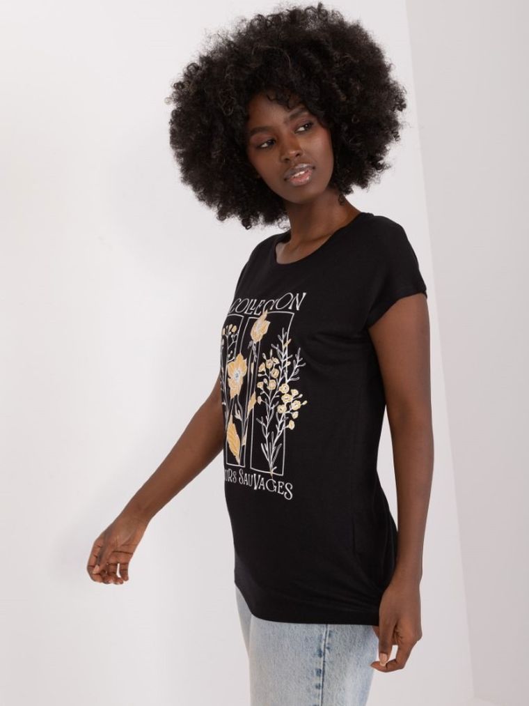 T-shirt damski, czarny, Sublevel