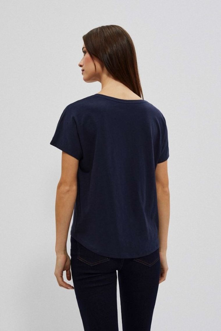 T-shirt damski, granatowy, Moodo