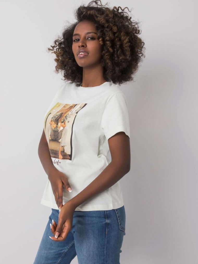 T-shirt damski, miętowy, Pepper & Mint