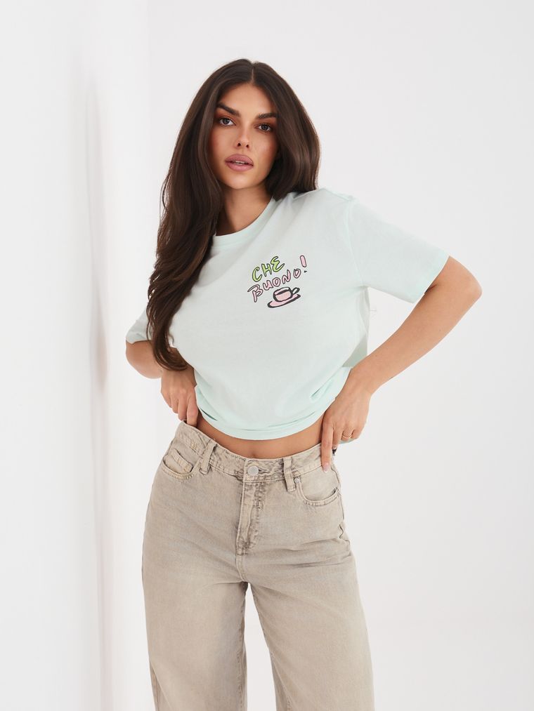 T-shirt damski, miętowy, Sublevel