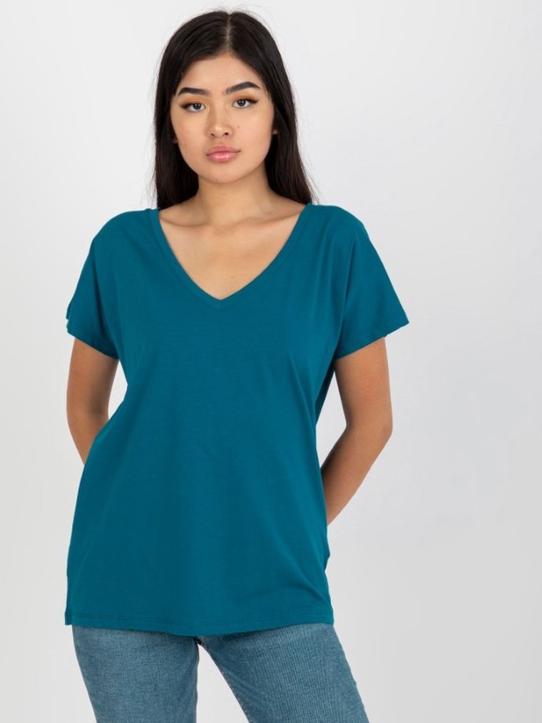 T-shirt damski, niebieski, Basic Feel Good