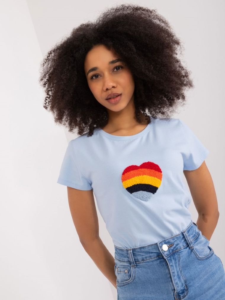 T-shirt damski, niebieski, Basic Feel Good