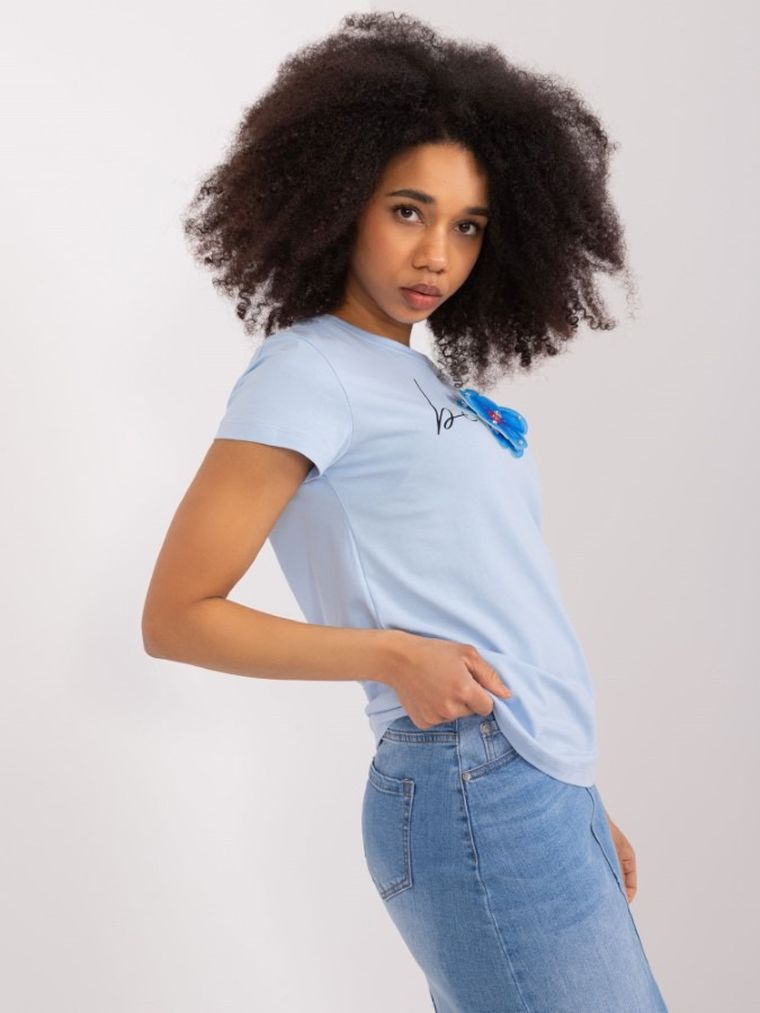 T-shirt damski, niebieski, Basic Feel Good