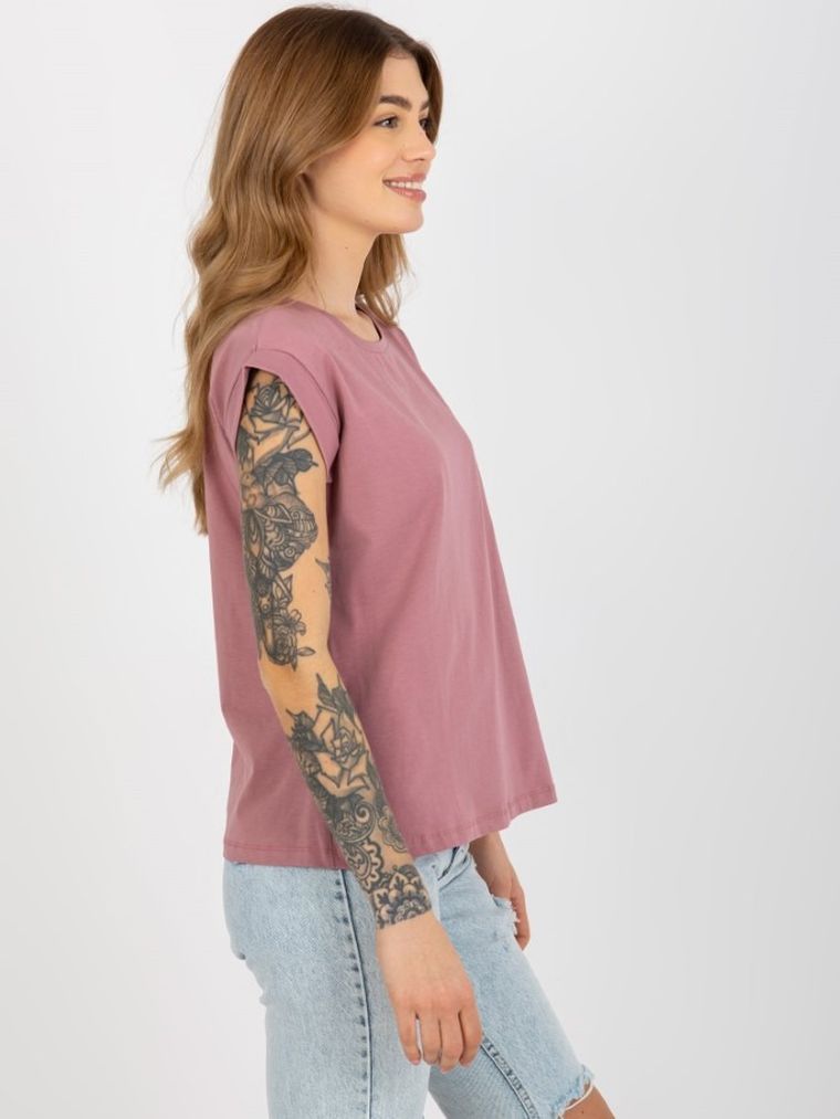 T-shirt damski, różowy, Basic Feel Good