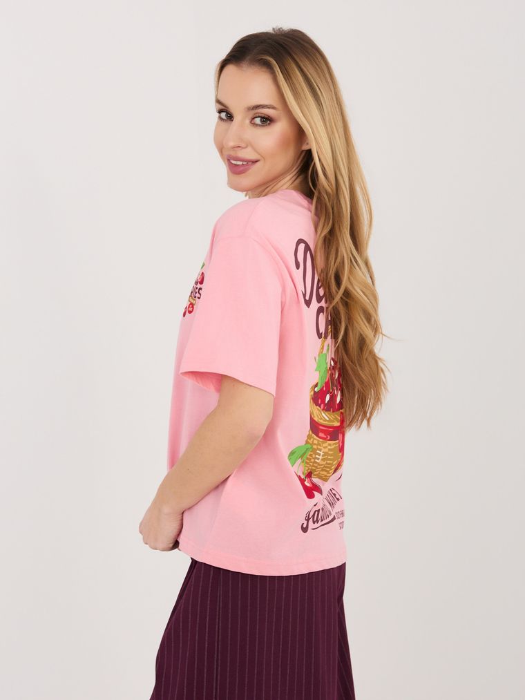 T-shirt damski, różowy, Sublevel