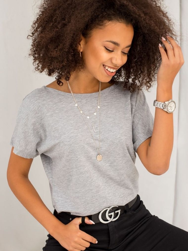 T-shirt damski, szary, Basic Feel Good