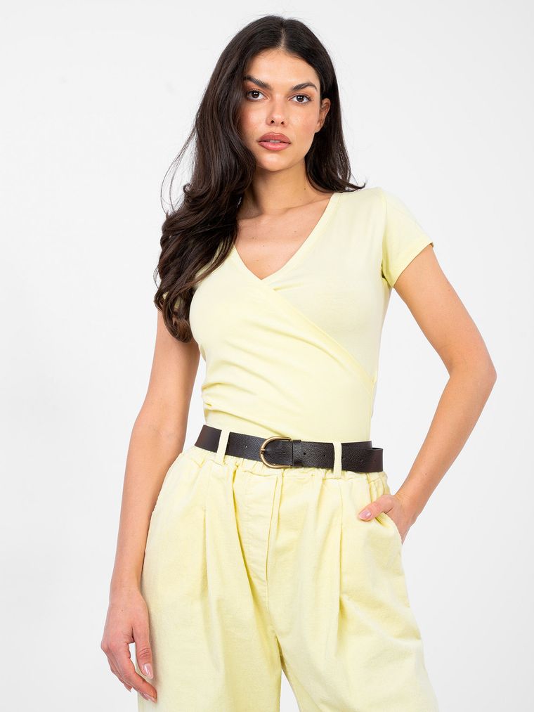 T-shirt damski, żółty, Basic Feel Good