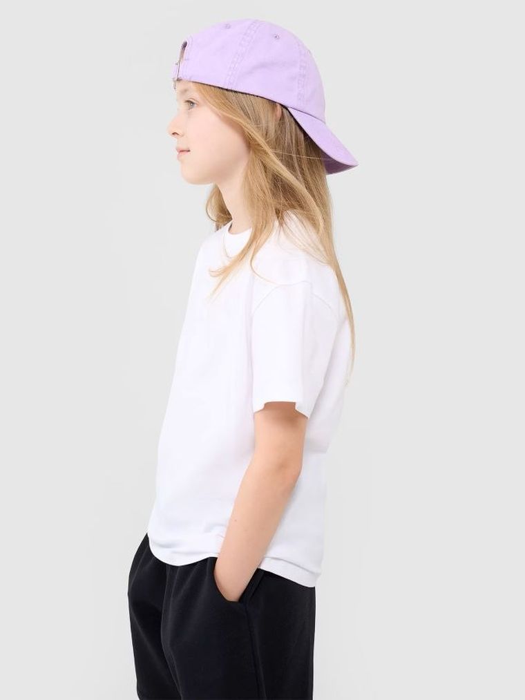 T-shirt dziewczęcy, biały, 4F