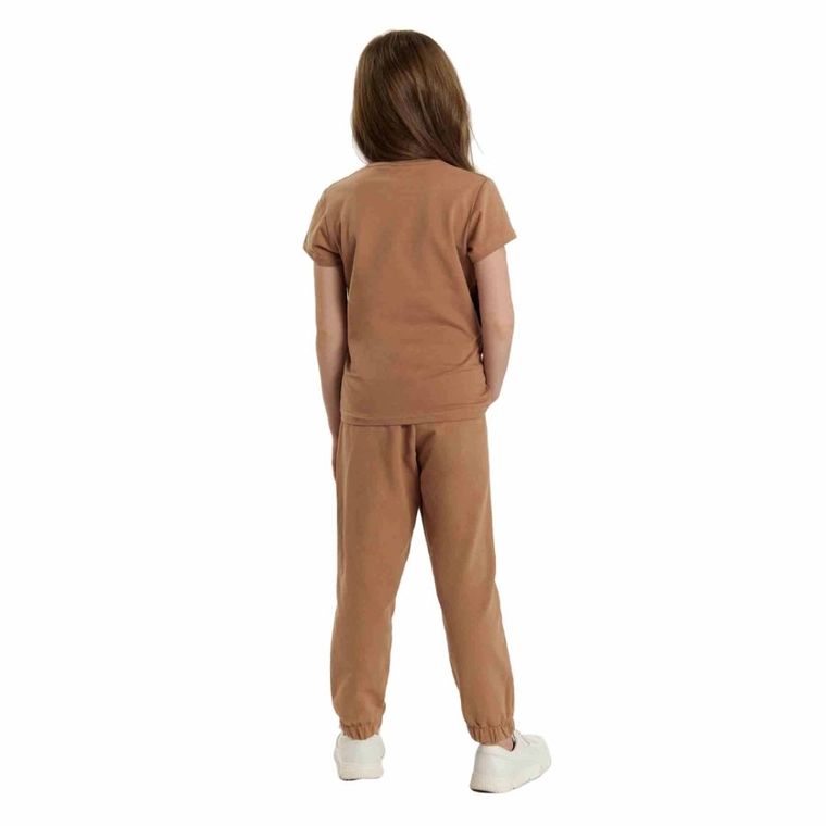 T-shirt dziewczęcy, brązowy, Tup Tup