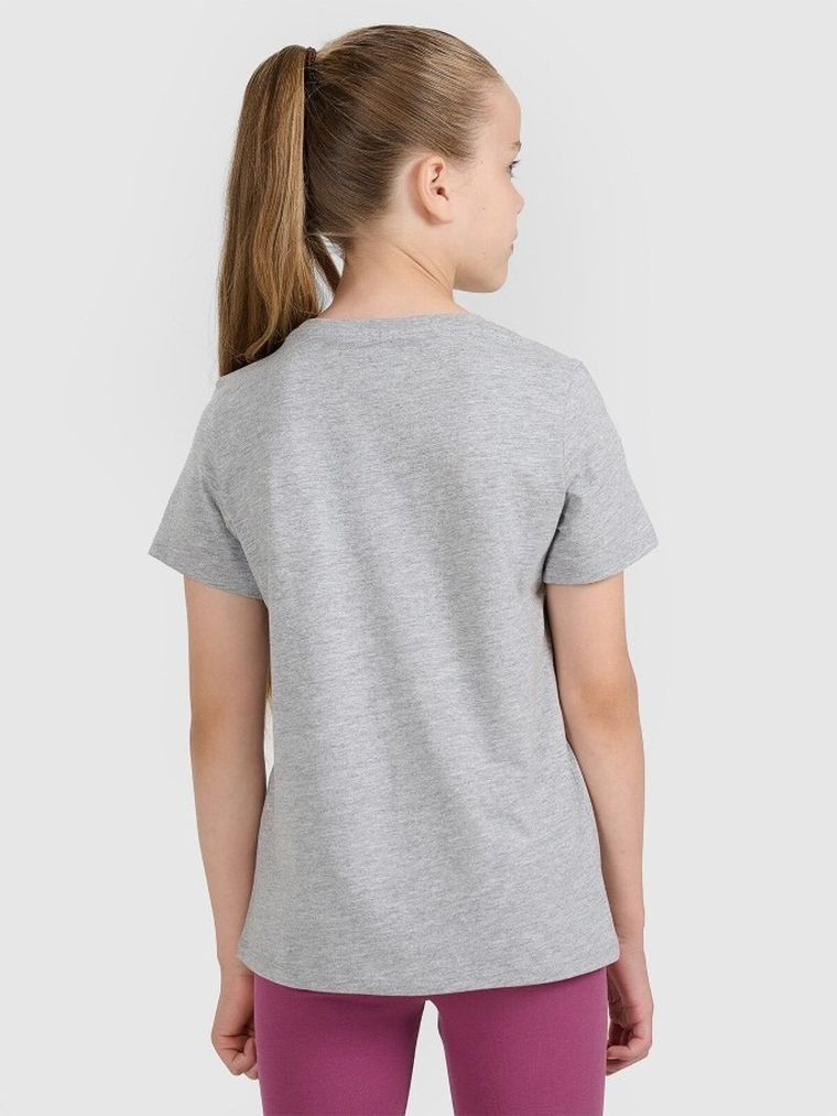 T-shirt dziewczęcy, szary, 4F