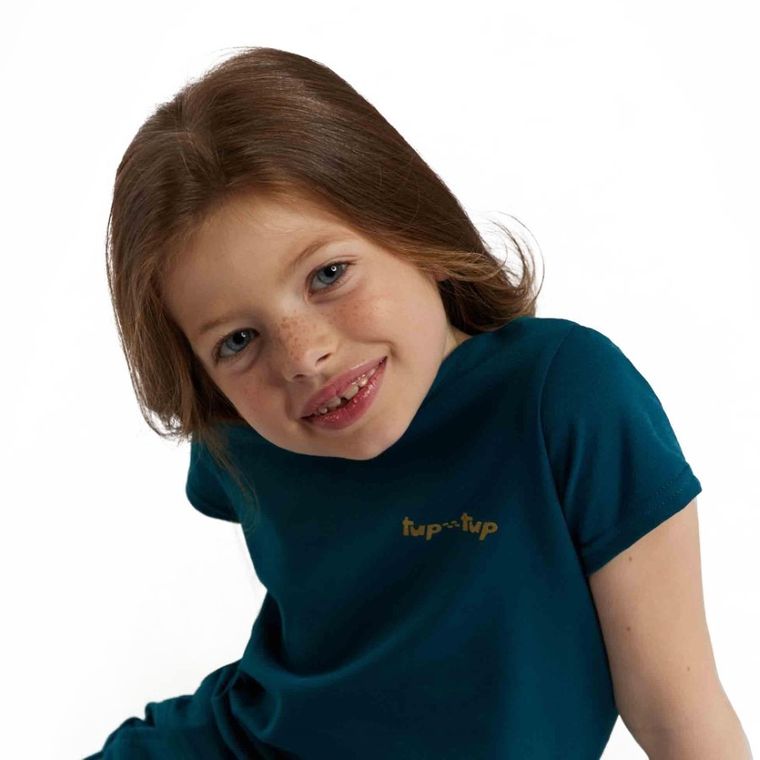 T-shirt dziewczęcy, turkusowy, Tup Tup