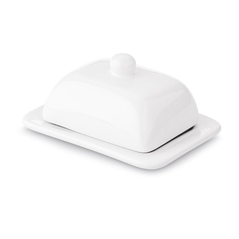 Tadar, ceramiczna maselniczka, biała, 15,8-12,6-8 cm