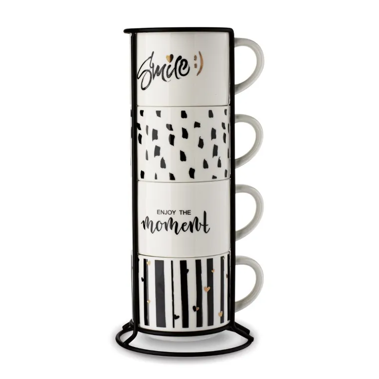 Tadar, Decor, komplet kubków na stojaku, 300 ml, 4 szt.