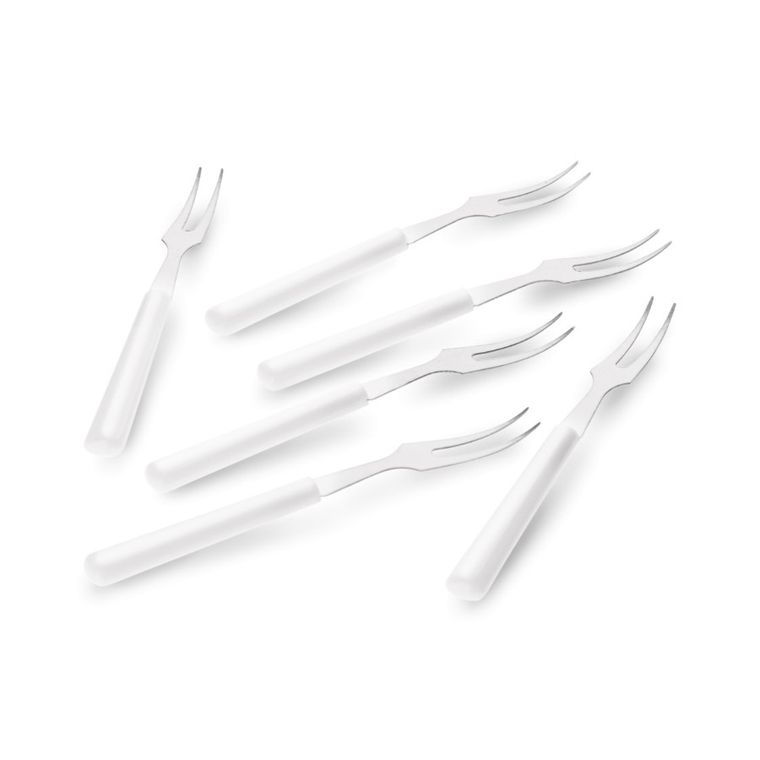 Tadar, komplet 6 widelczyków do przekąsek, 10 cm, białe