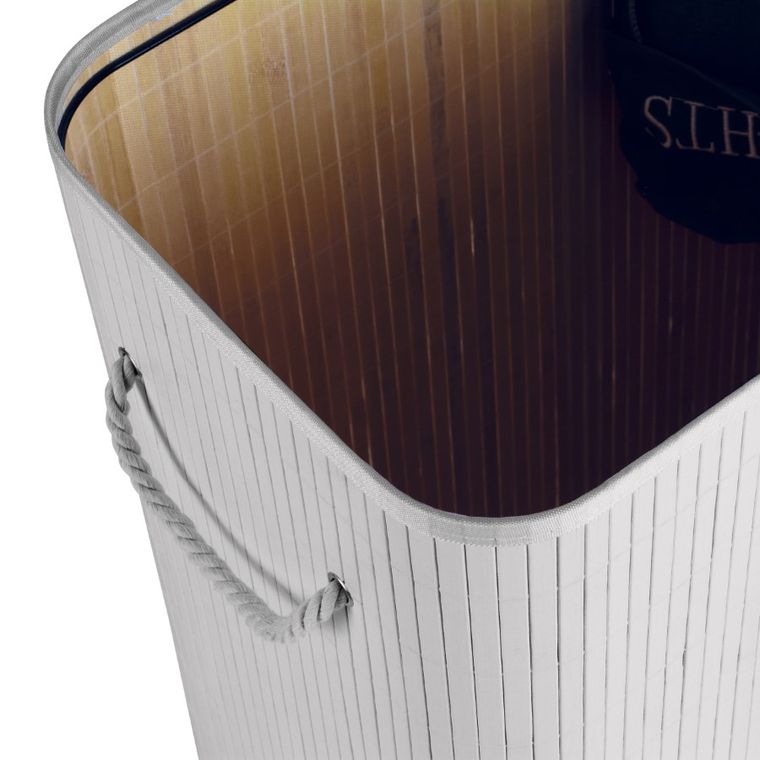 Tadar, kosz bambusowy, 2 komory, biały, 105l, 52-32-63 cm