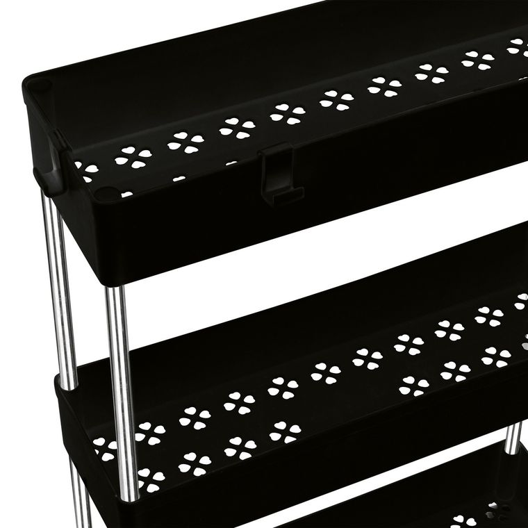 Tadar, organizer, regał łazienkowy na kółkach, 3 poziomowy, czarny, 40-13,5-61 cm