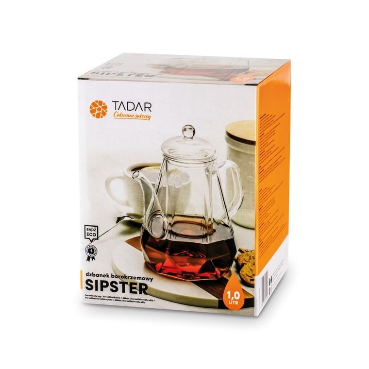 Tadar, Sipster, szklany dzbanek borokrzemowy, zaparzacz, 1l