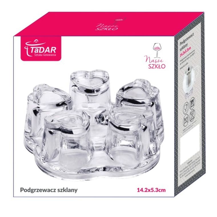Tadar, szklany podgrzewacz do dzbanka na tealight, serduszk, color box
