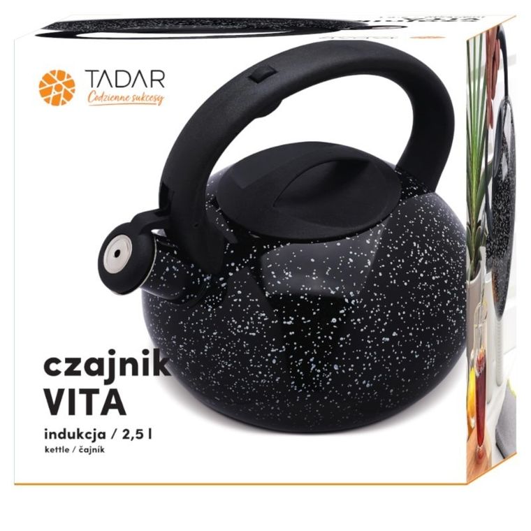 Tadar, Vita, czajnik nierdzewny, czarny marble, 2,5 l