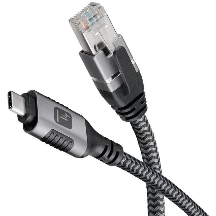 Techly, RJ45, kabel sieciowy, USB-C, 1m