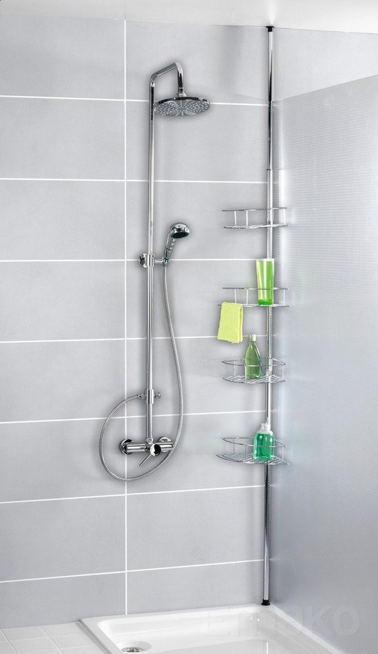 Teleskopowa, narożna półka łazienkowa, Dolcedo, 4 poziomy