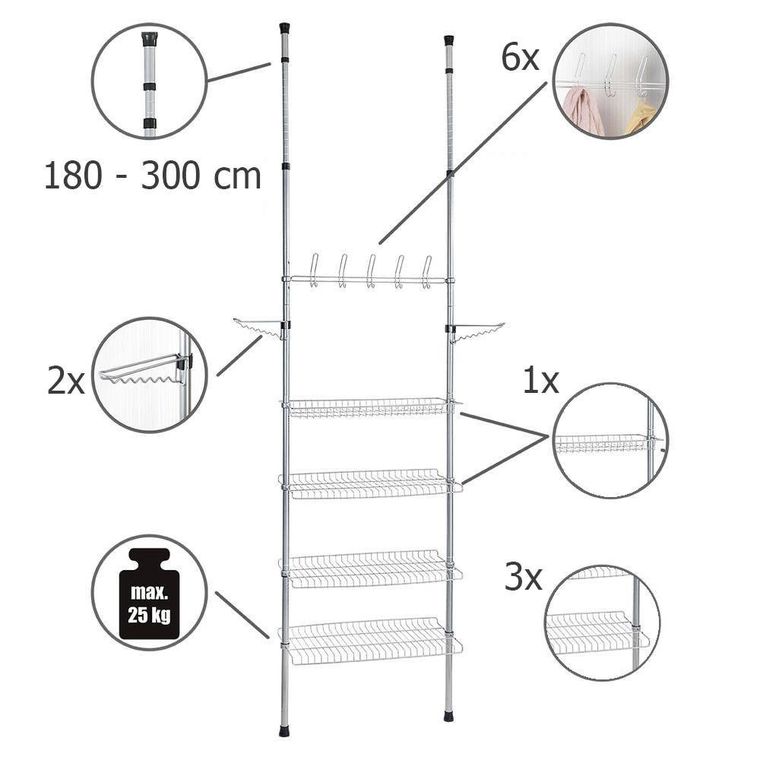 Teleskopowy organizer na ubrania, Apollon, stojak do przedpokoju