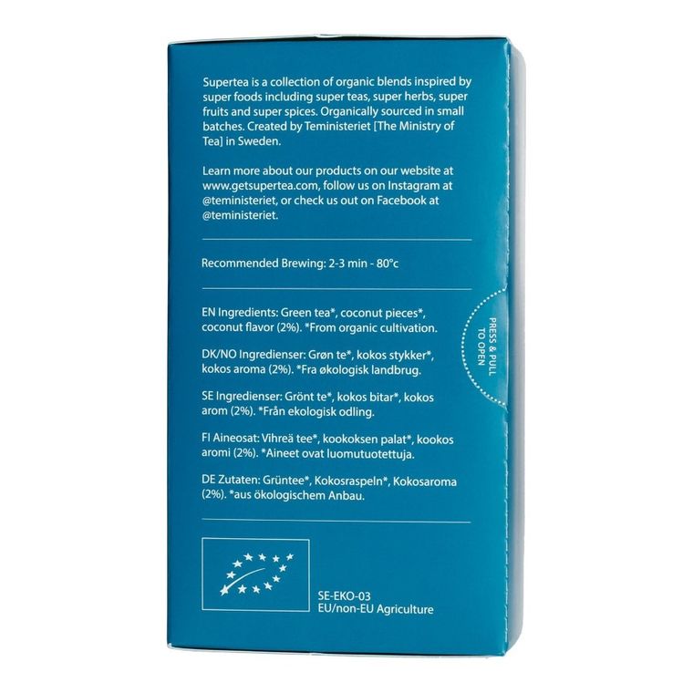 Teministeriet, Supertea Green Tea Coconut Organic, herbata, 20 torebek