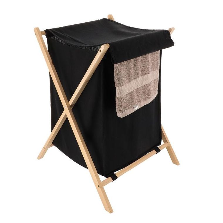 Tendance, kosz na pranie tekstylny, Skandia, zamykany, drewniany stelaż, 90 l