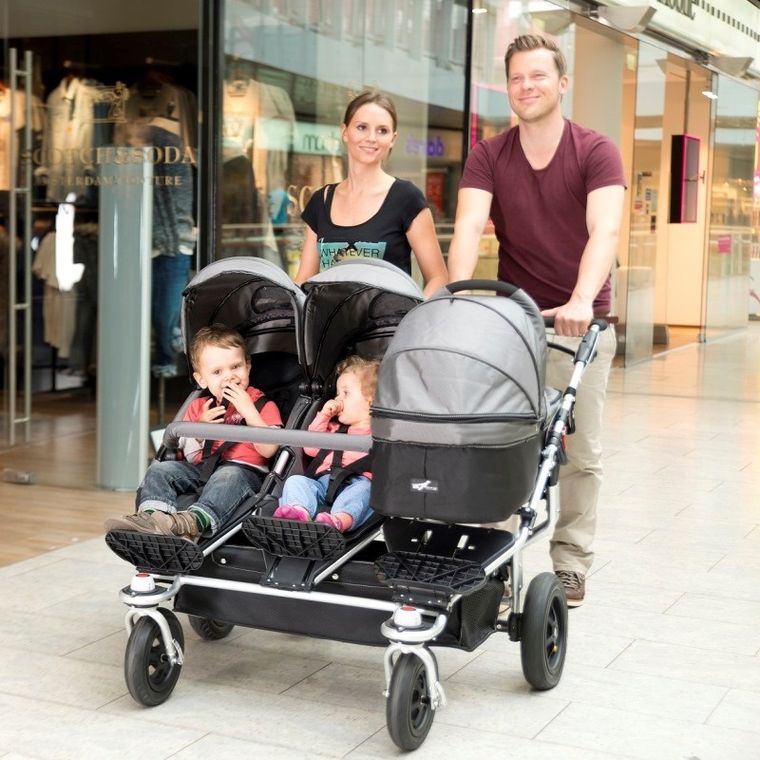 TFK, Trio Twist Triplet, wózek potrójny spacerowy, szary