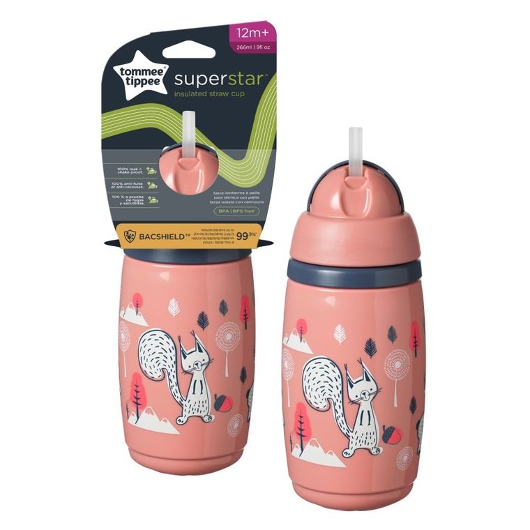 Tommee Tippee, bidon ze słomką, różowy, 266 ml