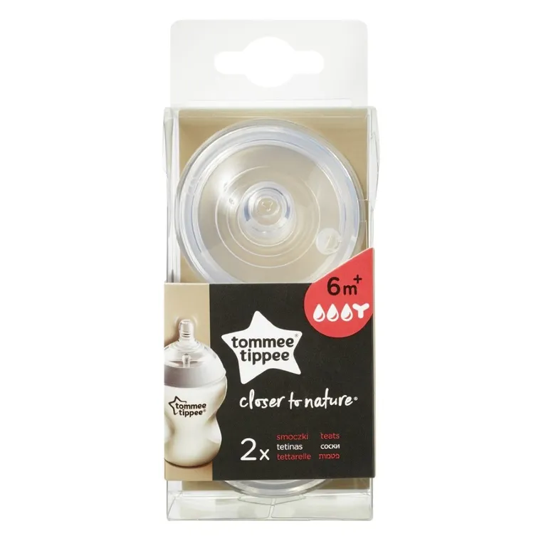 Tommee Tippee, silikonowy smoczek na butelkę, 6m+, 2 szt.