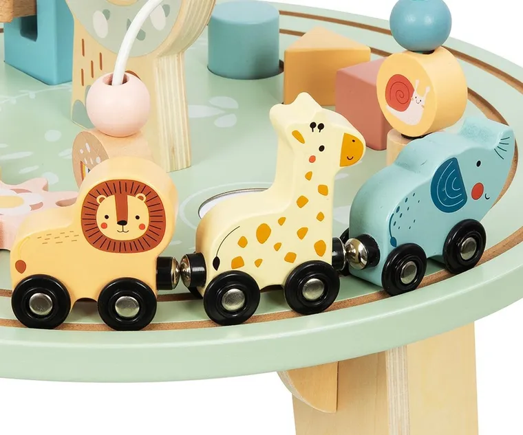 Tooky Toy, drewniany stolik edukacyjny, zoo