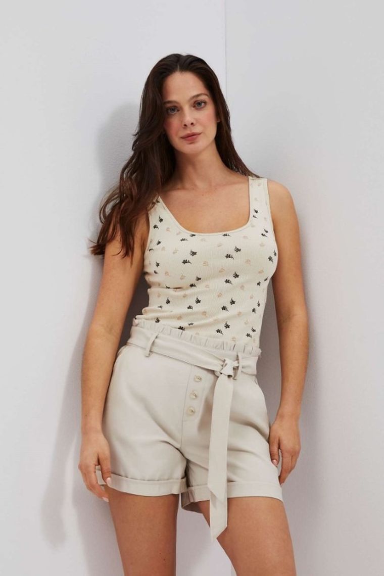 Top damski, beżowy, Moodo