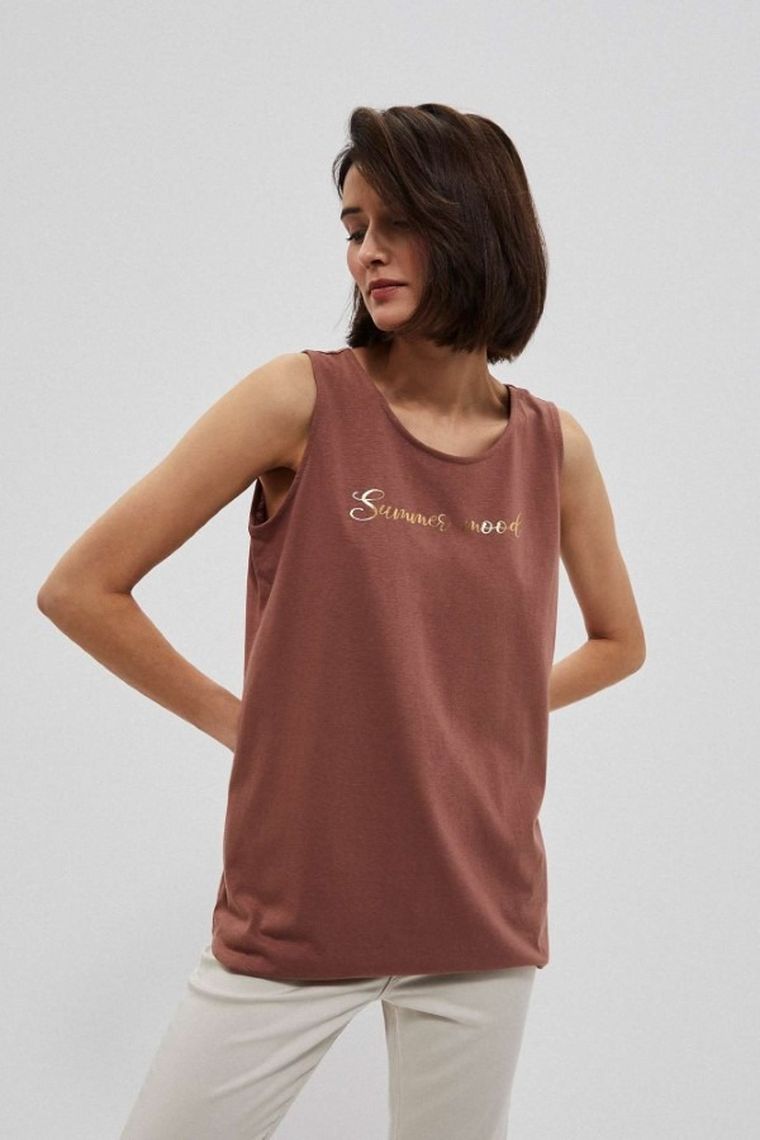 Top damski, brązowy, Moodo