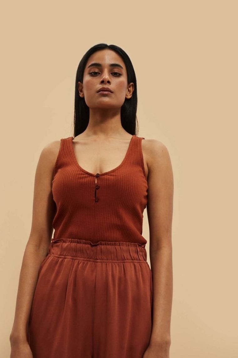 Top damski, brązowy, Moodo