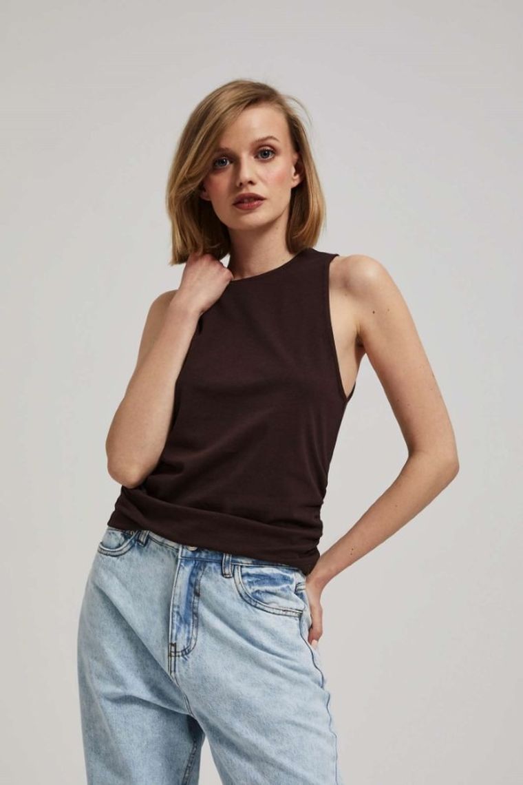 Top damski, brązowy, Moodo