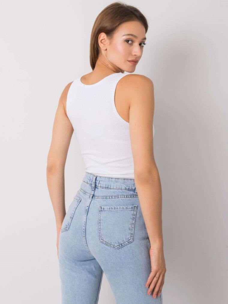 Top damski, prążkowany, biały, Och Bella