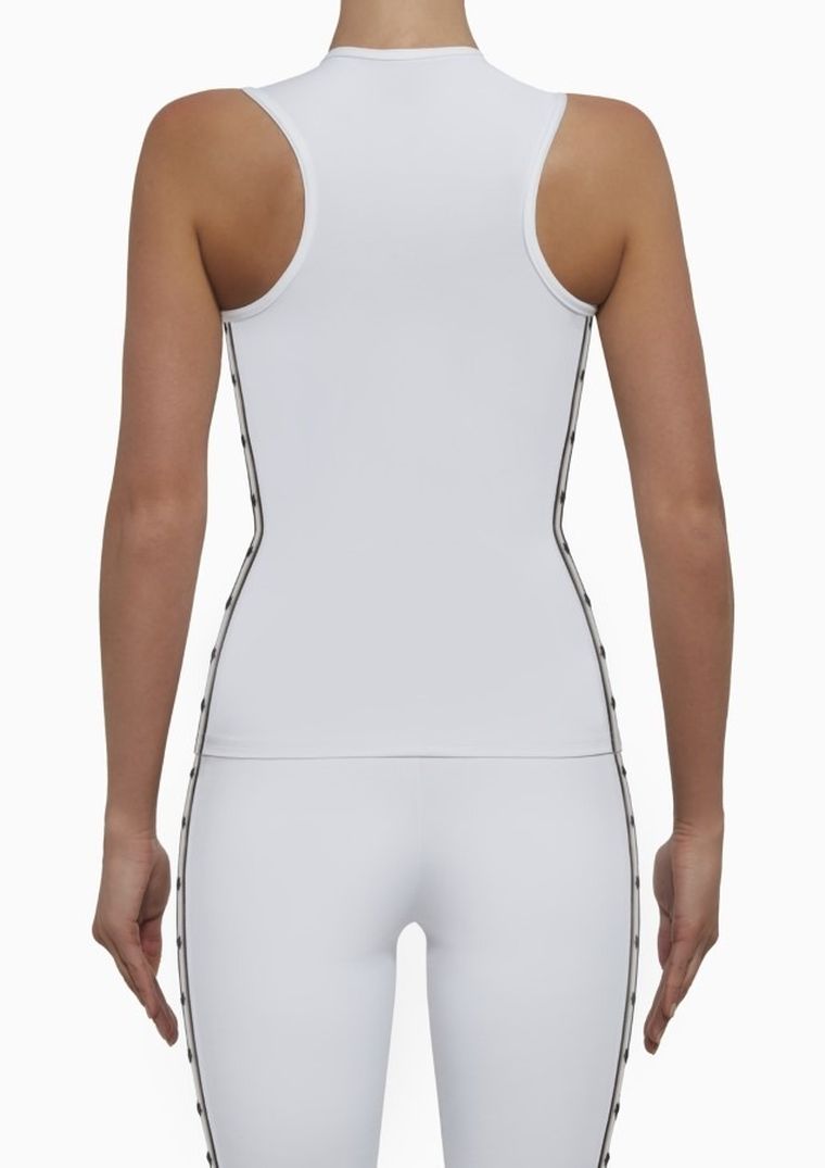 Top sportowy damski, biały, lampasy, Bas Black