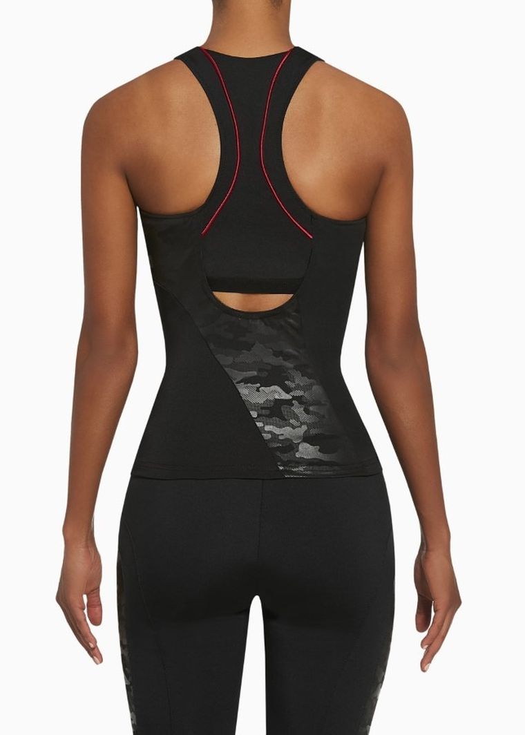 Top sportowy damski, czarny, moro, Bas Black