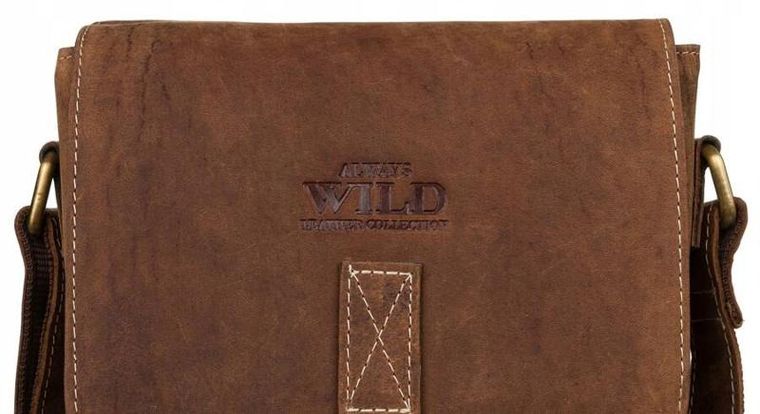 Torba listonoszka, brązowa, skórzana, Always Wild