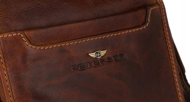 Torba listonoszka, brązowa, skórzana, Peterson