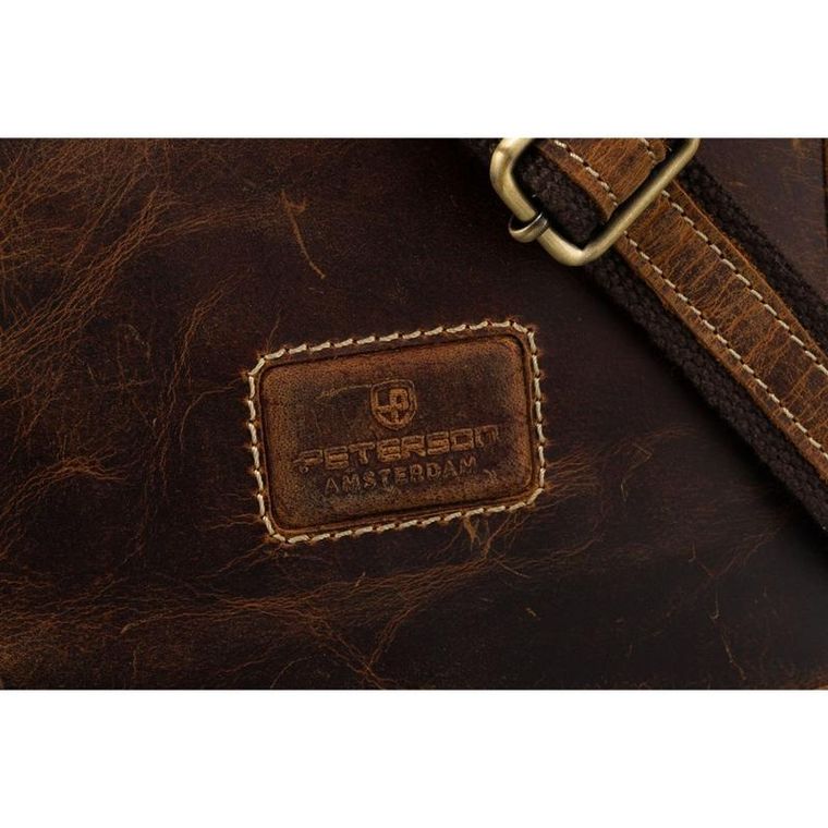 Torba listonoszka, brązowa, skórzana, Peterson