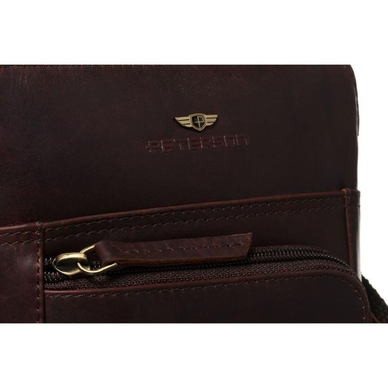 Torba listonoszka, brązowa, skórzana, Peterson