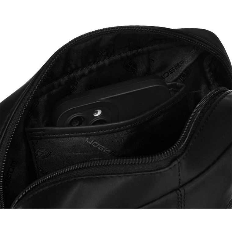 Torba listonoszka, czarna, skórzana, Peterson