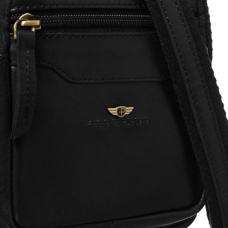 Torba listonoszka, czarna, skórzana, Peterson