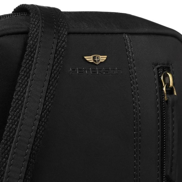 Torba listonoszka, czarna, skórzana, Peterson