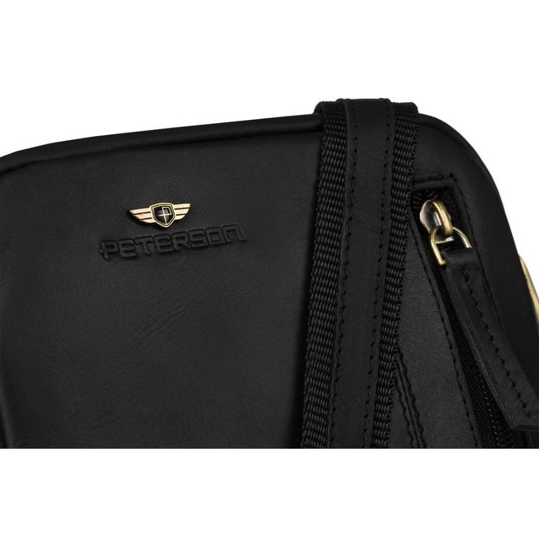 Torba listonoszka, czarna, skórzana, Peterson