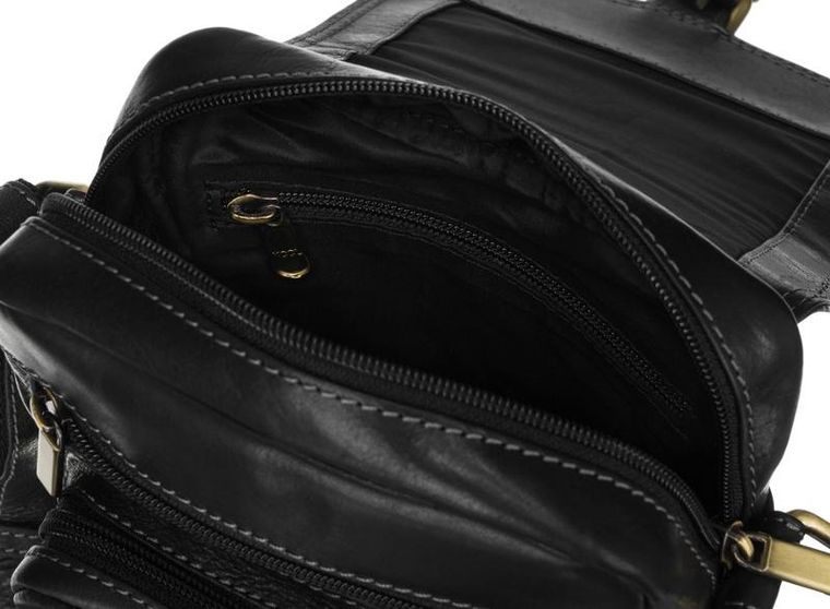 Torba na ramię, czarna, skórzana, Peterson