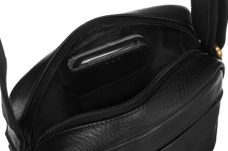 Torba na ramię, czarna, skórzana, Peterson